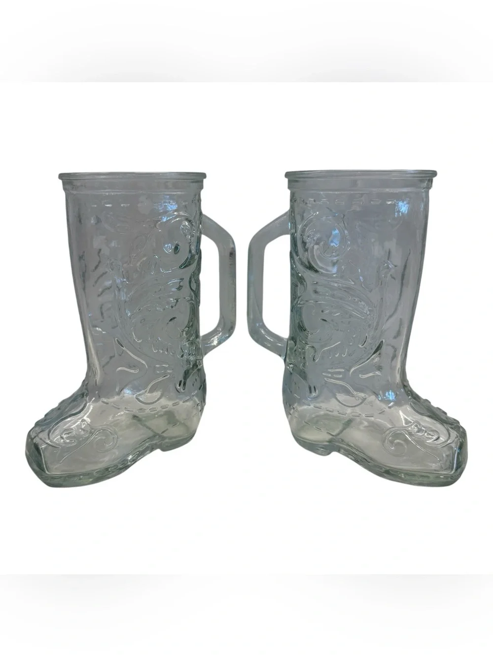 Vintage Cowboy Boot Glass Mugs Set Western Barware Ranch Decor Cowboy Cups Texas